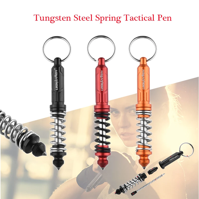 Neue T-6 Frühling Tactical Pen Wolfram Stahl Selbstverteidigung Stift Taktische Überleben Stifte Multifunktions Glas Breaker Sicherheit zu schützen Image