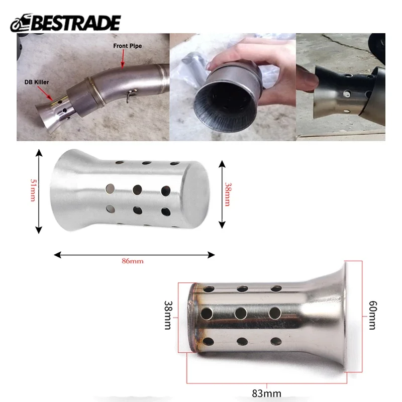 51mm/60mm Rimovibile DB Killer Silenziatore universale per moto DB Killer Tubo di scarico Deflettore regolabile Slip On