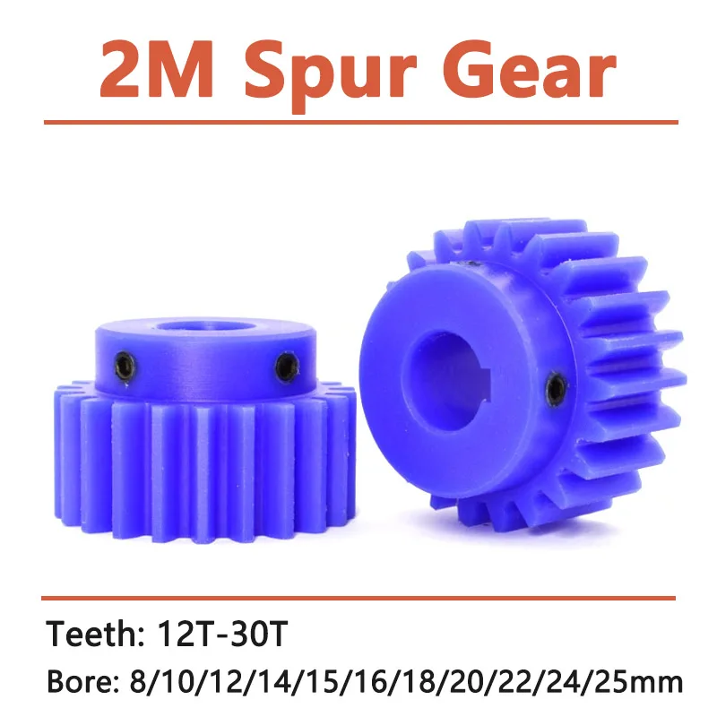 1pc Blau Nylon Spur Getriebe 2 M 15 Zähne-30 Zähne Modus 2 Motor Getriebe Mit Schritt Kunststoff getriebe Bohrung 8/10/12/14/15/16/18/20/22/24/25mm