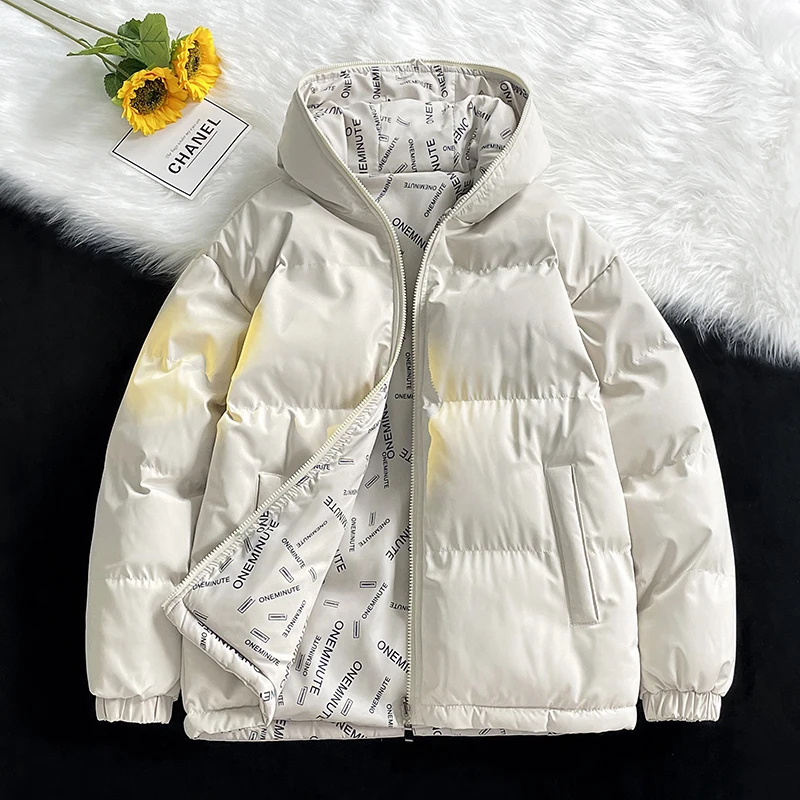 Doppelseitige Tragen Männer Mit Kapuze Puffer Jacken Brief Gedruckt Blase Mantel Winter Plus Größe 8XL Hip Hop Parkas