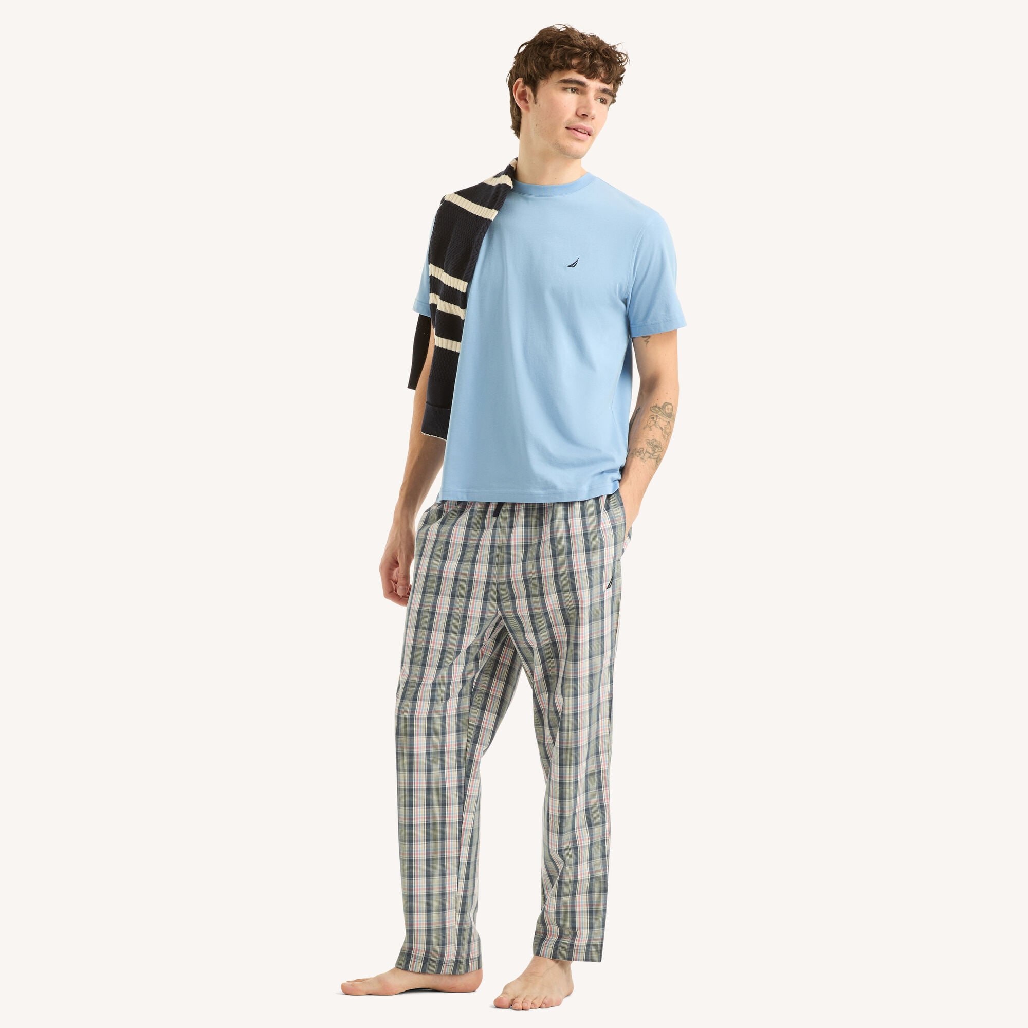 Nautica Men's Plaid Pajama Pant Set 494 (Breeze), L