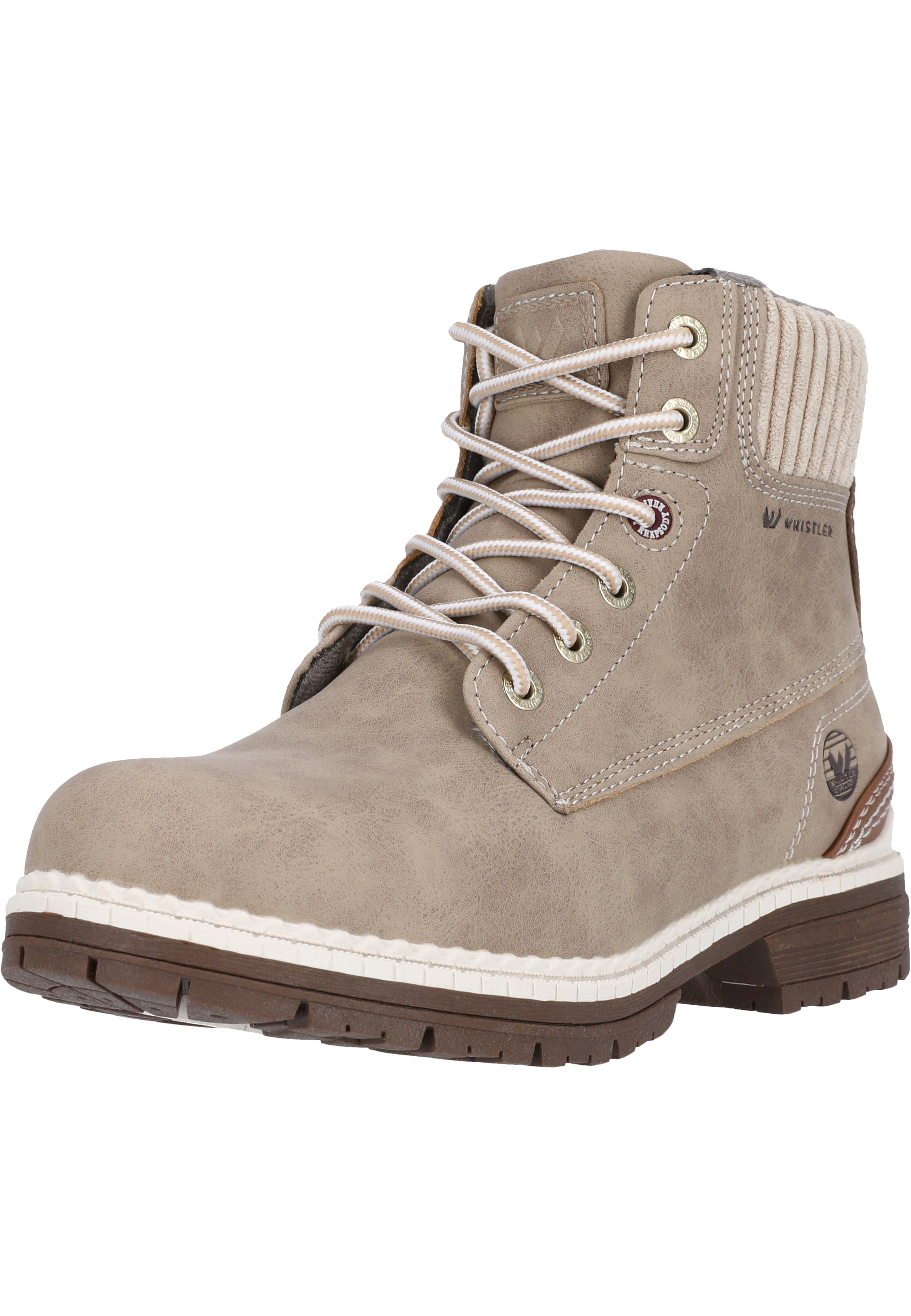 Stiefel WHISTLER "Lasti", Damen, Gr. 41, braun (braun, beige), Synthetik, Schuhe Stiefel, mit Schnürung und Allwetterprofil