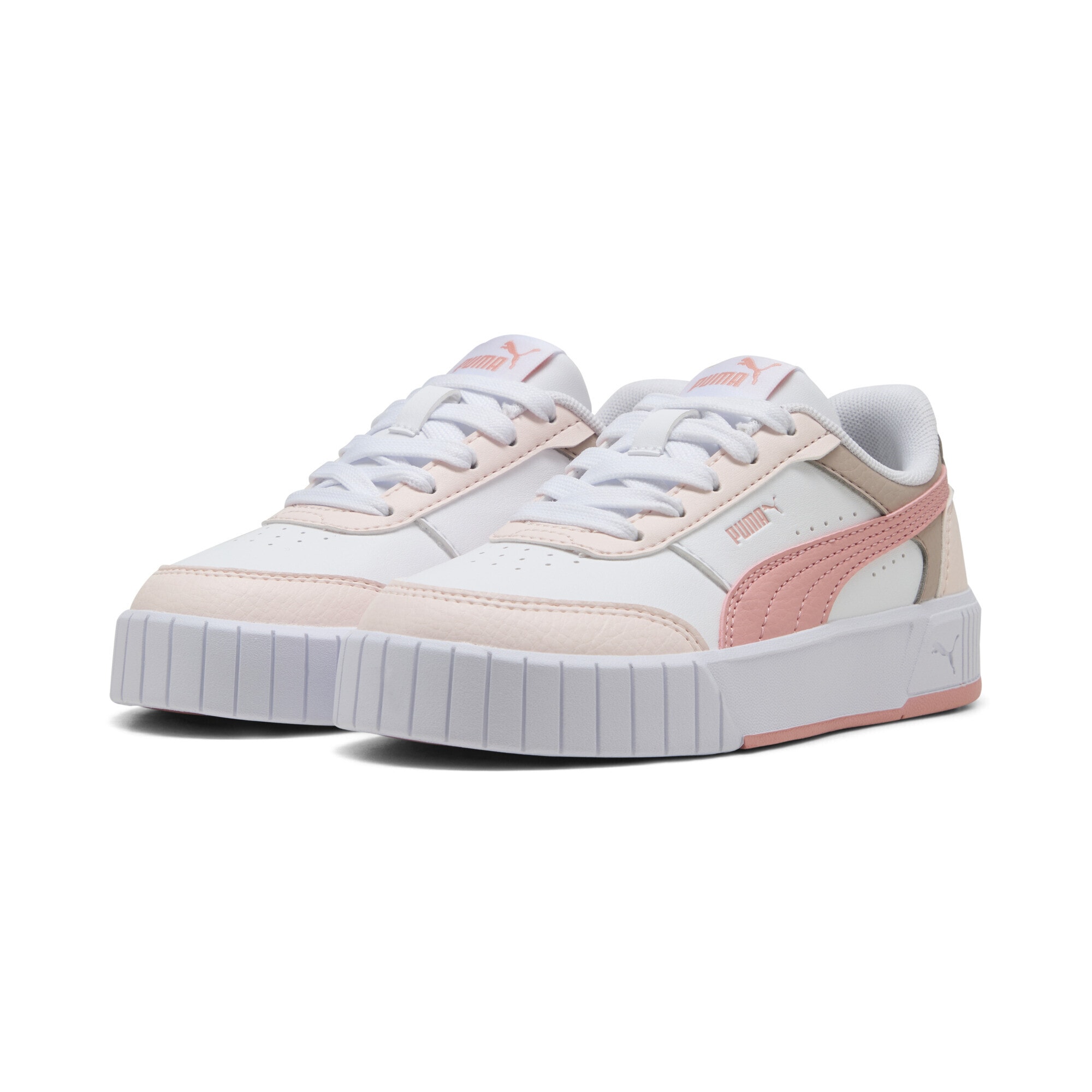 Sneaker PUMA "Carina Mia Sneakers Mädchen", Damen, Gr. 29, weiß rosy outlook jasmine flower pink, Obermaterial: Textil, Synthetik; Futter: Textil; Innensohle: Textil; Laufsohle: Gummi, Schuhe Sneaker