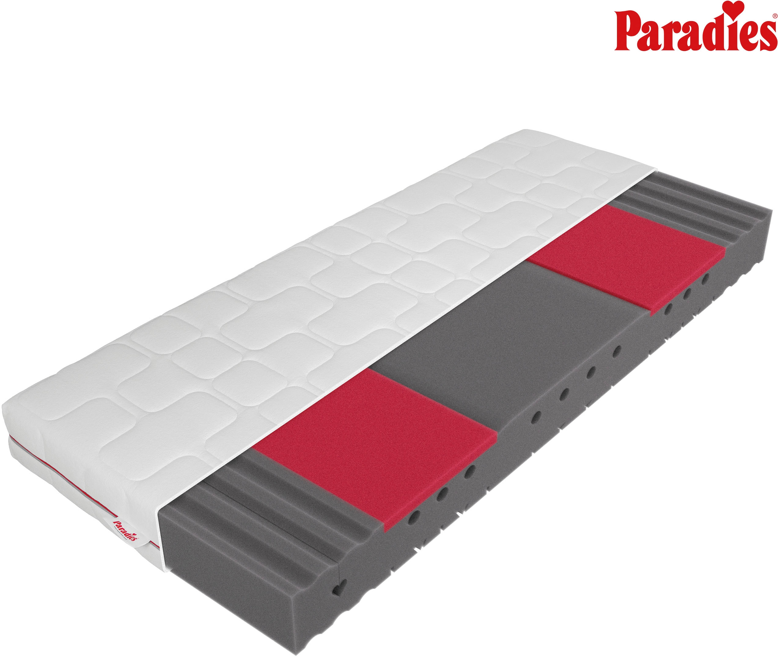 Kaltschaummatratze PARADIES "Neuheit: Paradies Varioduo 7-Zonen-Kaltschaummatratze", weiß, B:80cm H:18cm L:200cm, Bezug: 65% Polyester, 35% Baumwolle. Steppfüllung: 100% Polyester, Matratzen, Kaltschaummatratze, Zwei Härtegrade in einer Matratze –...