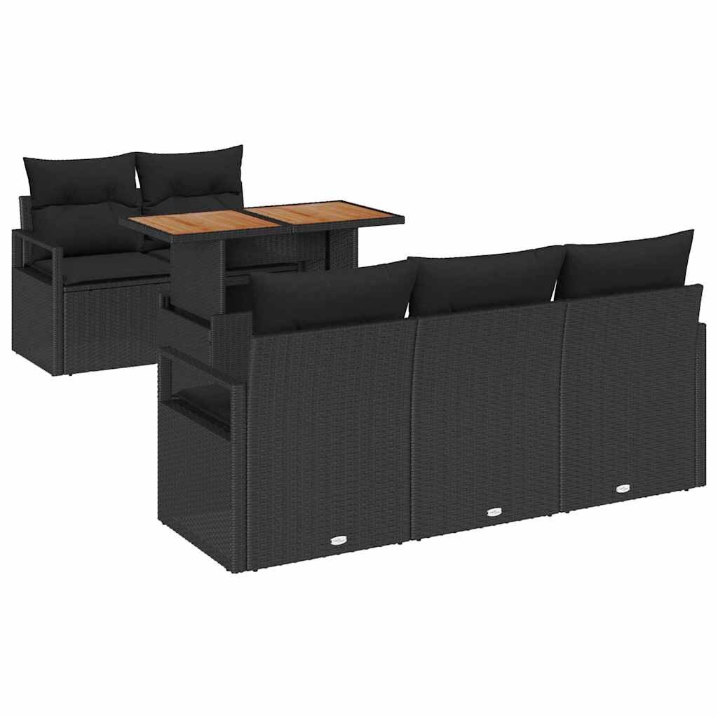 vidaXL Garten-Sofa-Set mit Speicher 6 pcs Schwarz Poly Rattan Image