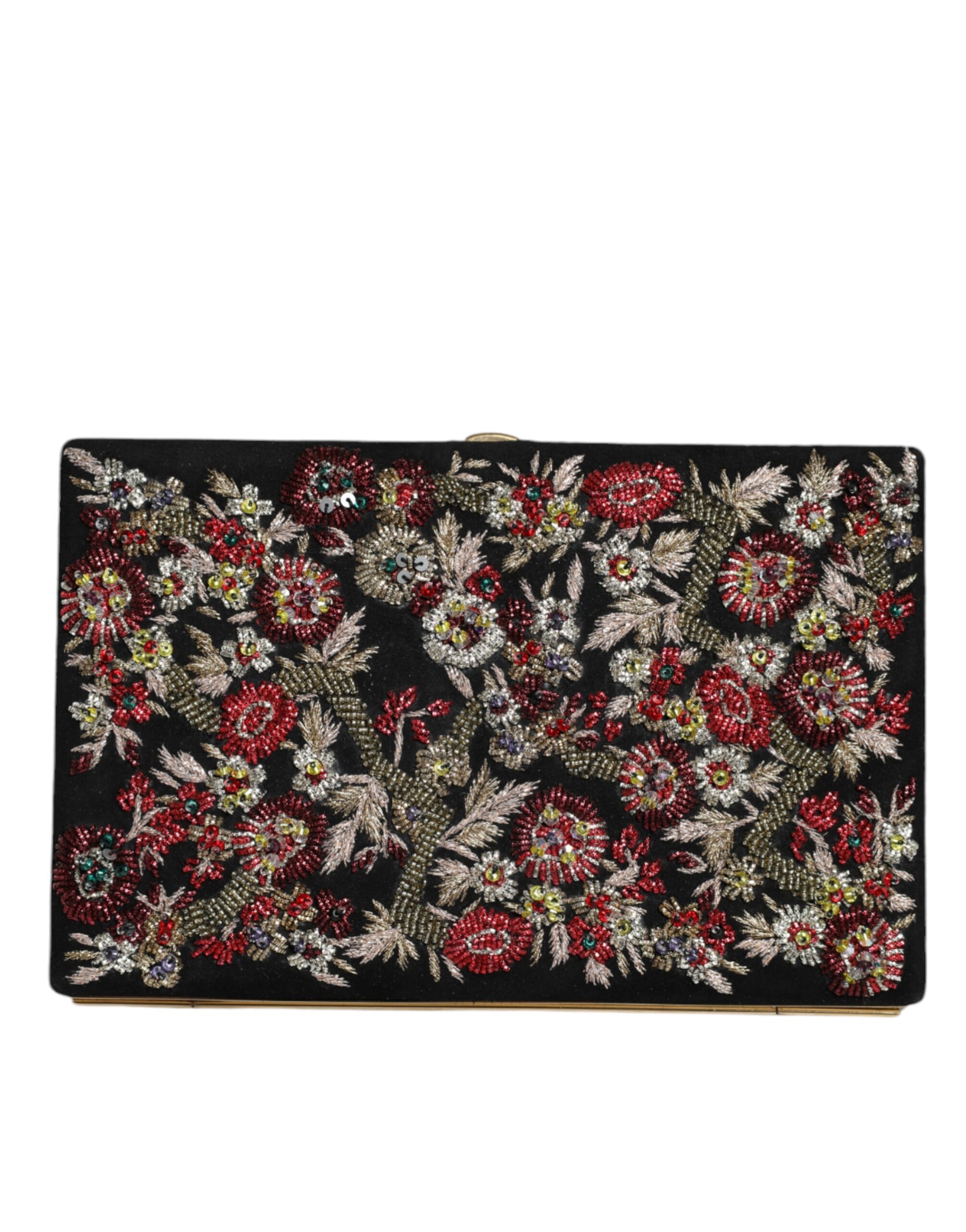 Mehrfarbige Blumen Goldrahmen Clutch Abendtasche Image