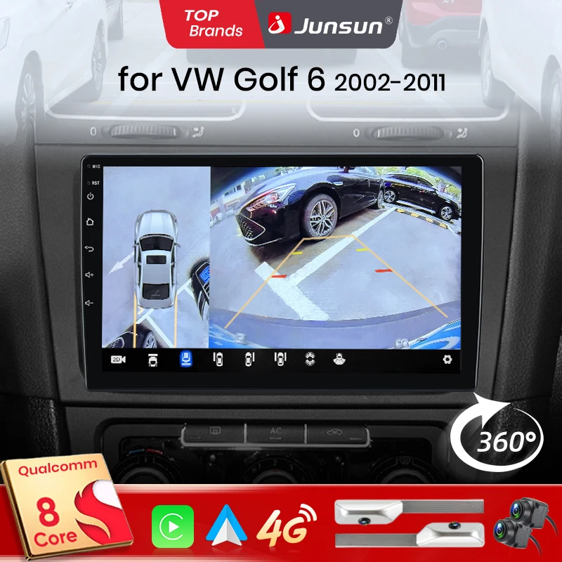 Junsun Qualcomm 8-Core 360 Kamera Drahtlose CarPlay Android Auto Auto Radio für GOLF 6 2008 2009-2016 GPS Mul Image