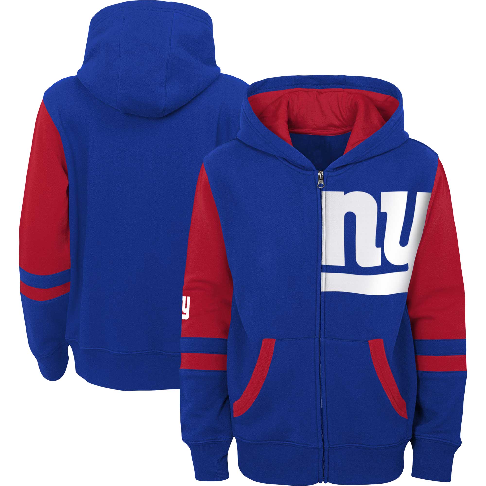 Royalblauer New York Giants-Hoodie mit durchgehendem Reißverschluss im Farbblockdesign für Jugendliche Image