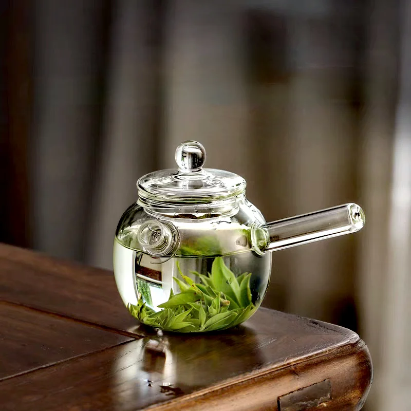 Japanese Style 120ml Side Handle Small Glass Teapot With Filter One Person Drinking Tea Pot Household Kung Fu Tea Set Teaware