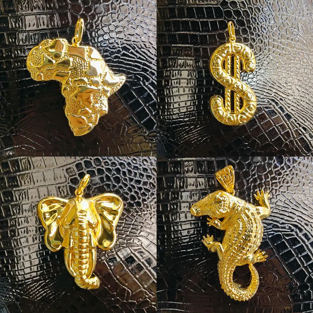 Vergoldete Anhänger für Halskette, Damen, Herren, modisch, 18 Karat Goldfarbe, afrikanisches Karte-Design, Anhänger, Schmuckherstellung für Party, Alltag Image