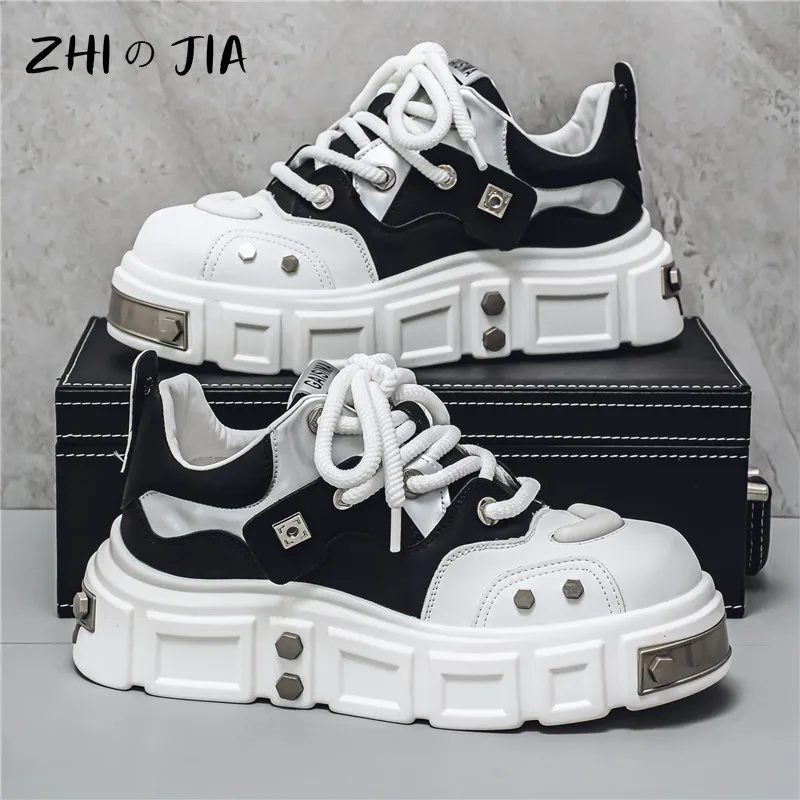 Neue trendige Herrenschuhe mit dicken Sohlen, lässige Sneaker für Herren, höhenvergrößernde Schuhe, modische passende Schuhe, Größe 39–44