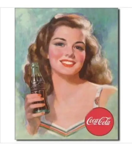 Coca Cola Girl Brunette Retro Vtg Ad Reproduktion Blechschild Lizenziertes Metallposter