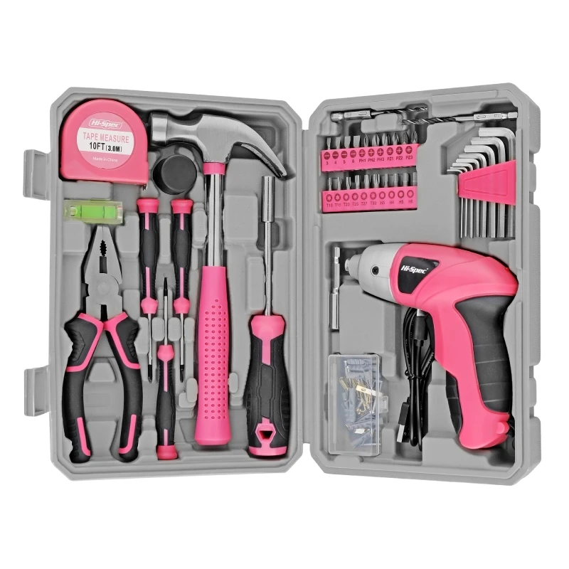 Hi-Spec 42pc USB tournevis électrique 4V Li-ion sans fil ensemble d'outils à main Kit d'outils ménagers outils de bricolage avec boîte à outils de stockage en plastique