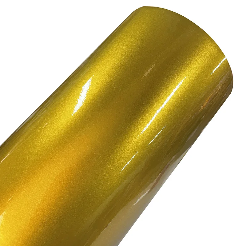 Ultra Gloss Candy Metallic Gold Vinyl Car Wrap Film Rolle mit Air Release Selbstklebender Aufkleber Aufkleber Motorrad Fahrzeugverpackung