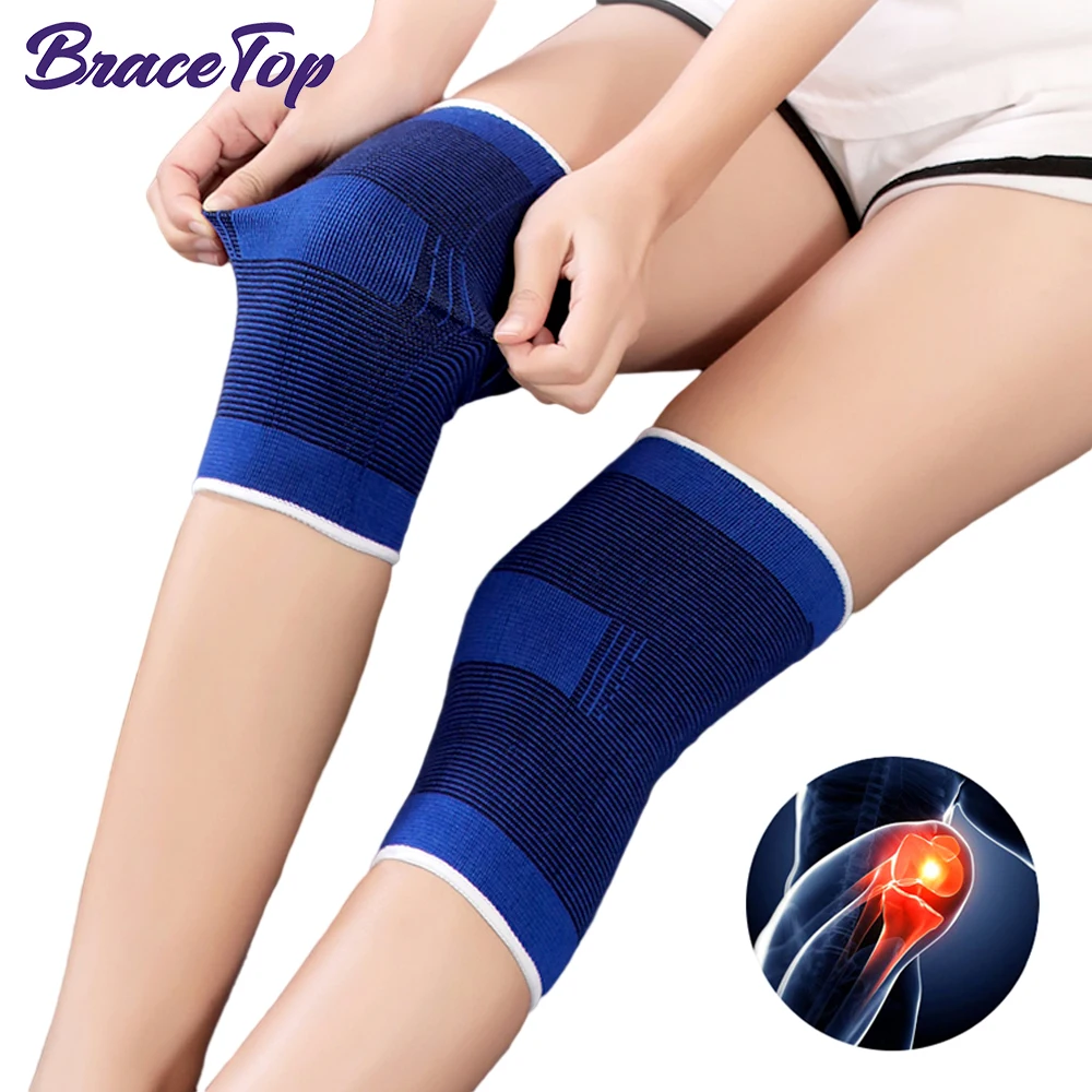 BraceTop 1 Paar Sport-Kniestütze, Kompressionsmanschette, Stabilisator für Arthritis, Meniskus, Patella-Schutz, Laufen Image