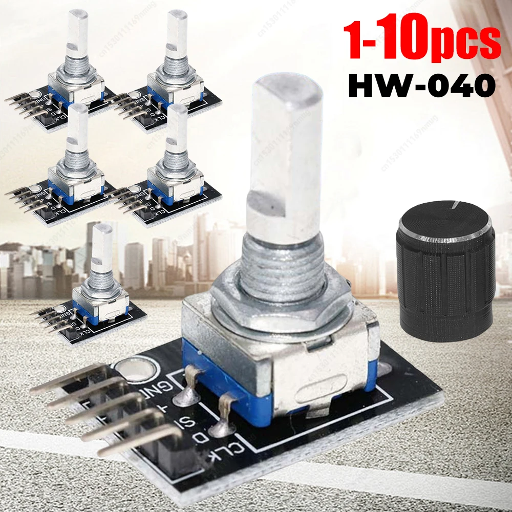 10–1 Stück HW-040 360-Grad-Drehgeber-Schaltermodul mit Knopfkappe, Ziegel-Sensor-Schaltermodul, Potentiometer-Knopf-Set Image
