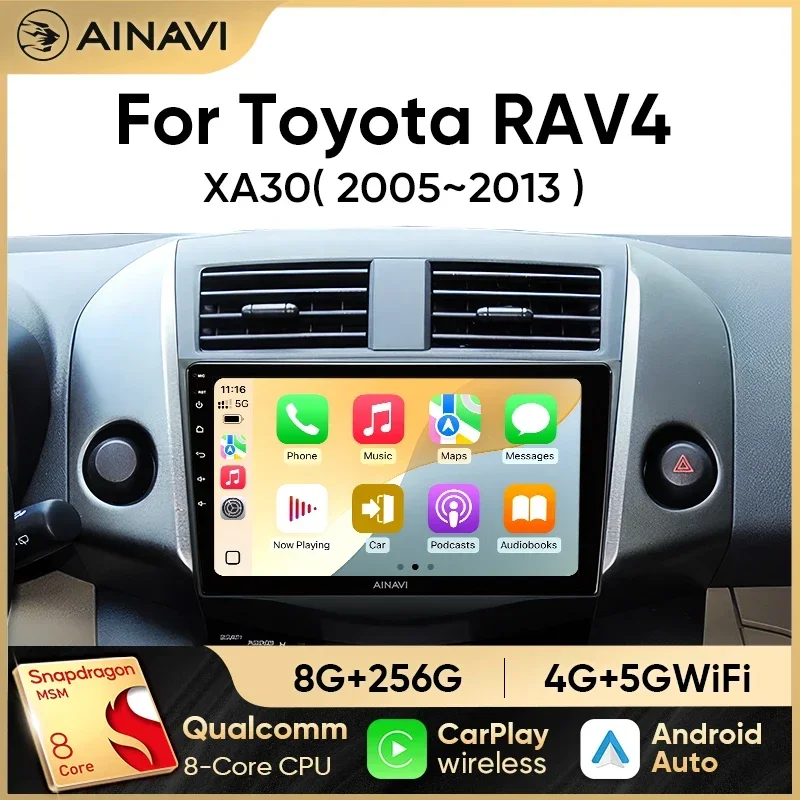 Ainavi Autoradio Android Auto Für Toyota RAV4 Rav 4 XA30 2005-2013 Carplay Multimedia-Videoplayer DSP 48EQ Navigation 4G WIFI Image