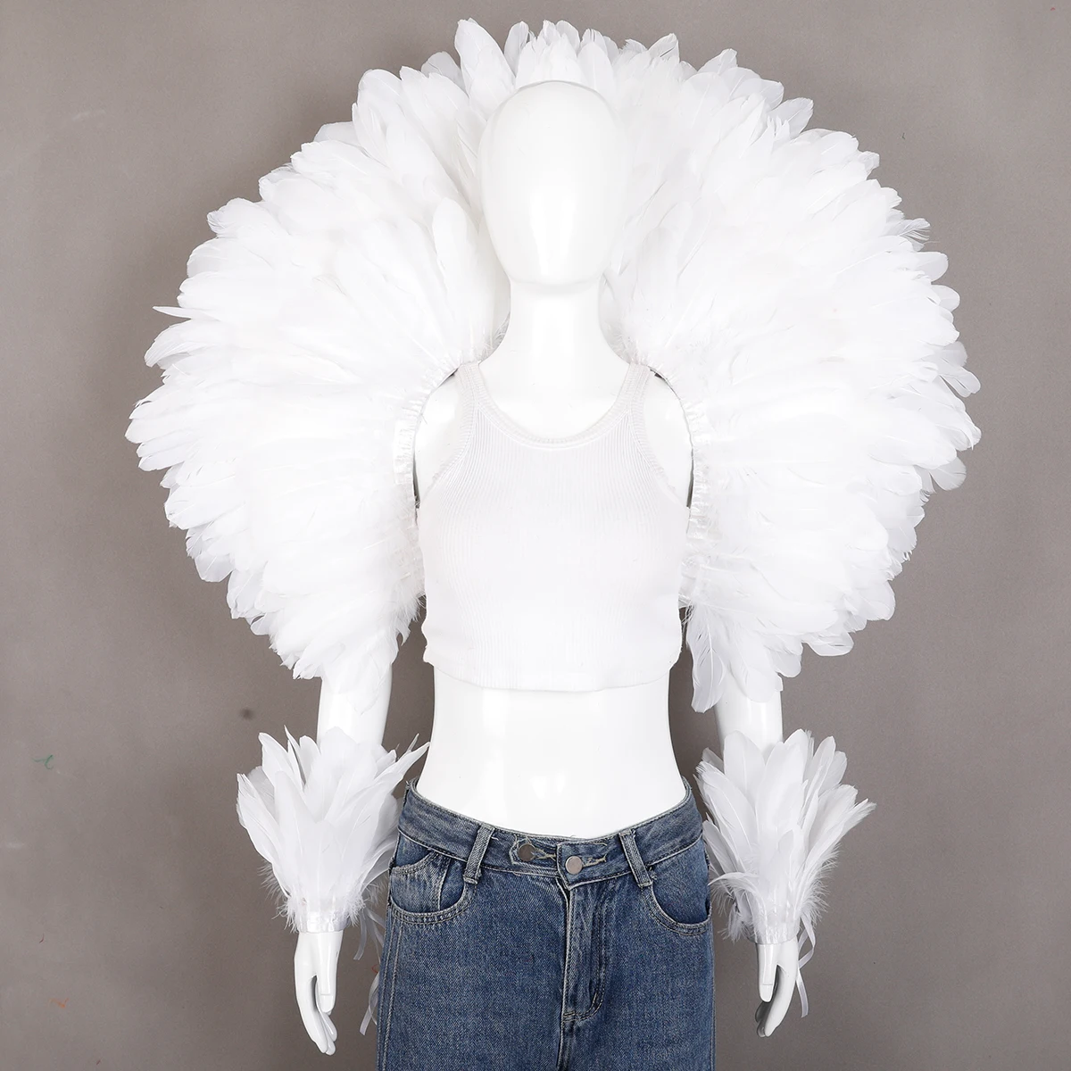 Punk Halloween Maskierte Kugel Feder Punk Karneval Party Set Neue Party Karneval Elegante Frauen Schal 2-teiliges Set Cosplay feder