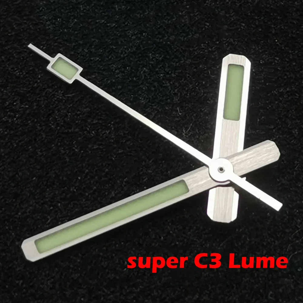 62mas solide automatische Uhrzeiger Zeiger passen NH35 NH36 ETA2824 PT5000 Movt C3 super grün leuchtende dreidimensionale Silberrand Image