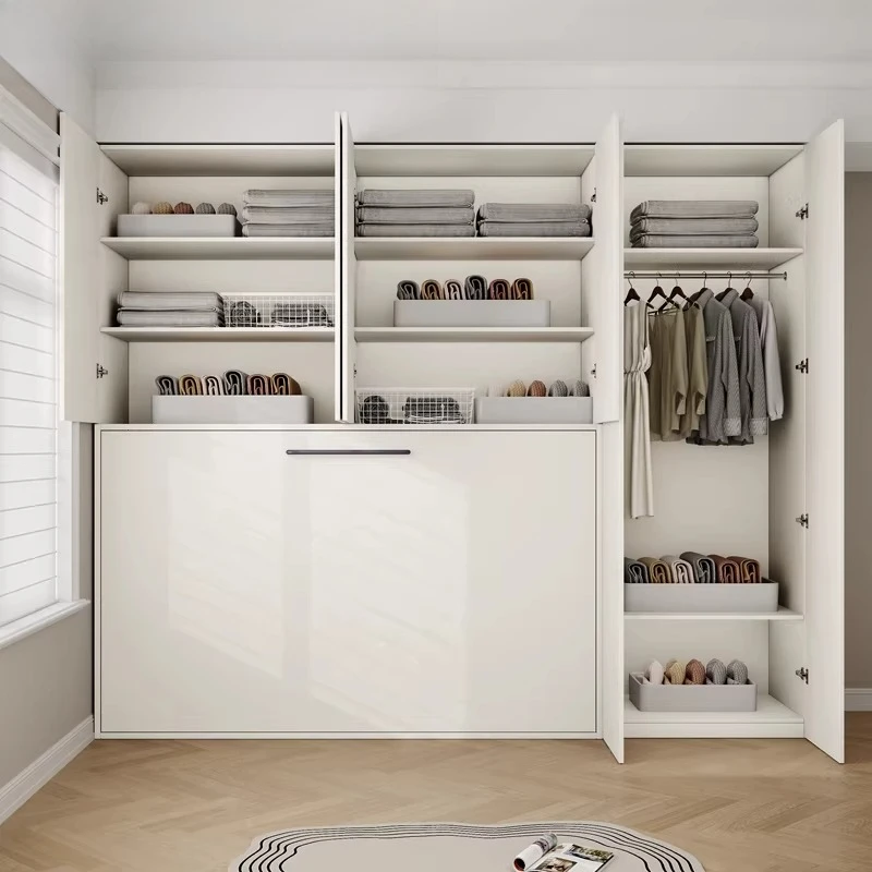 Unsichtbar, Schrankbett, Kleiderschrank integriert 1,35 Meter Rollover-Klappbett, Auf- und Abdrehbett, Murphy, Drehen Image