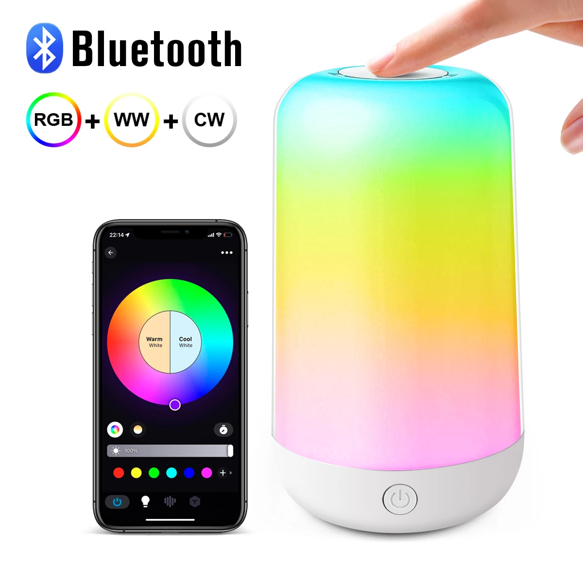 Bluetooth Smart Touch Nachttischlampe Dimmbare RGB LED Nachtlicht USB Aufladbare Kinder Schreibtischlampe Zimmer Outdoor Camping Dekor
