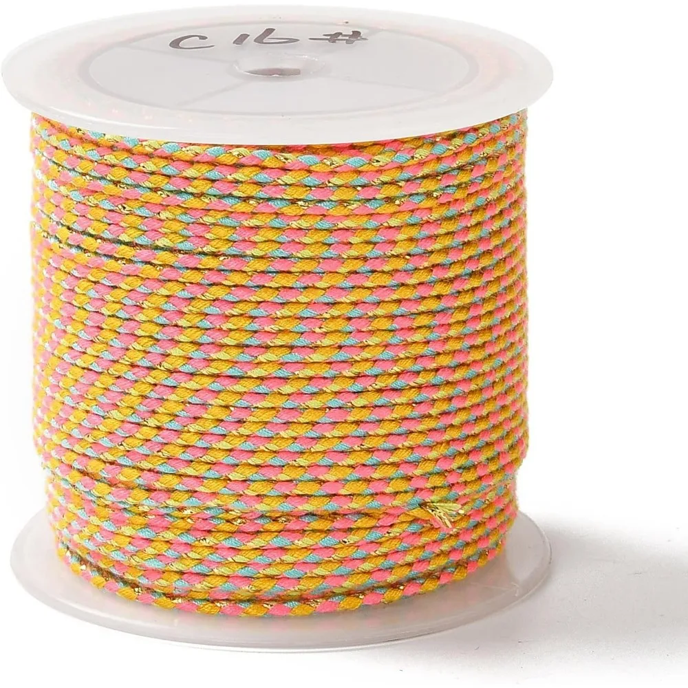 1 Rolle 21,8 Yards (20 m) 1,5 mm 4-lagige Polycotton-Kordel, Perlenfaden, 4-lagige Polycotton-Kordel, Baumwollseil mit für die DIY-Herstellung