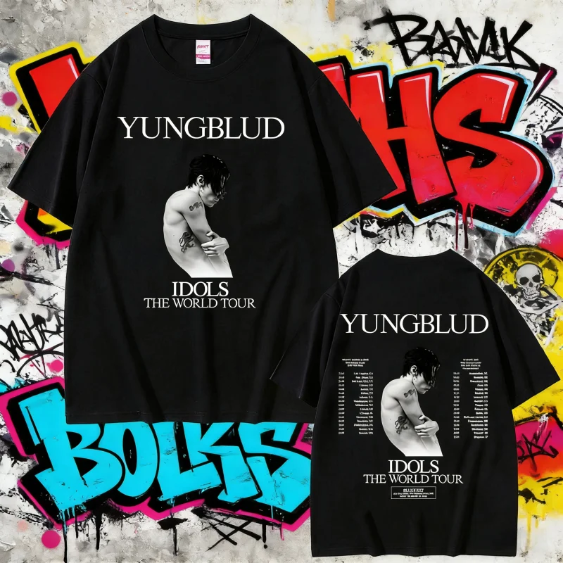2025 Sommer Rock Sänger YUNGBLUD IDOLS Die Welt Tour Männer Frauen Casual Baumwolle Vintage Kurzarm T-stücke Hip Hop Mode T Shirt