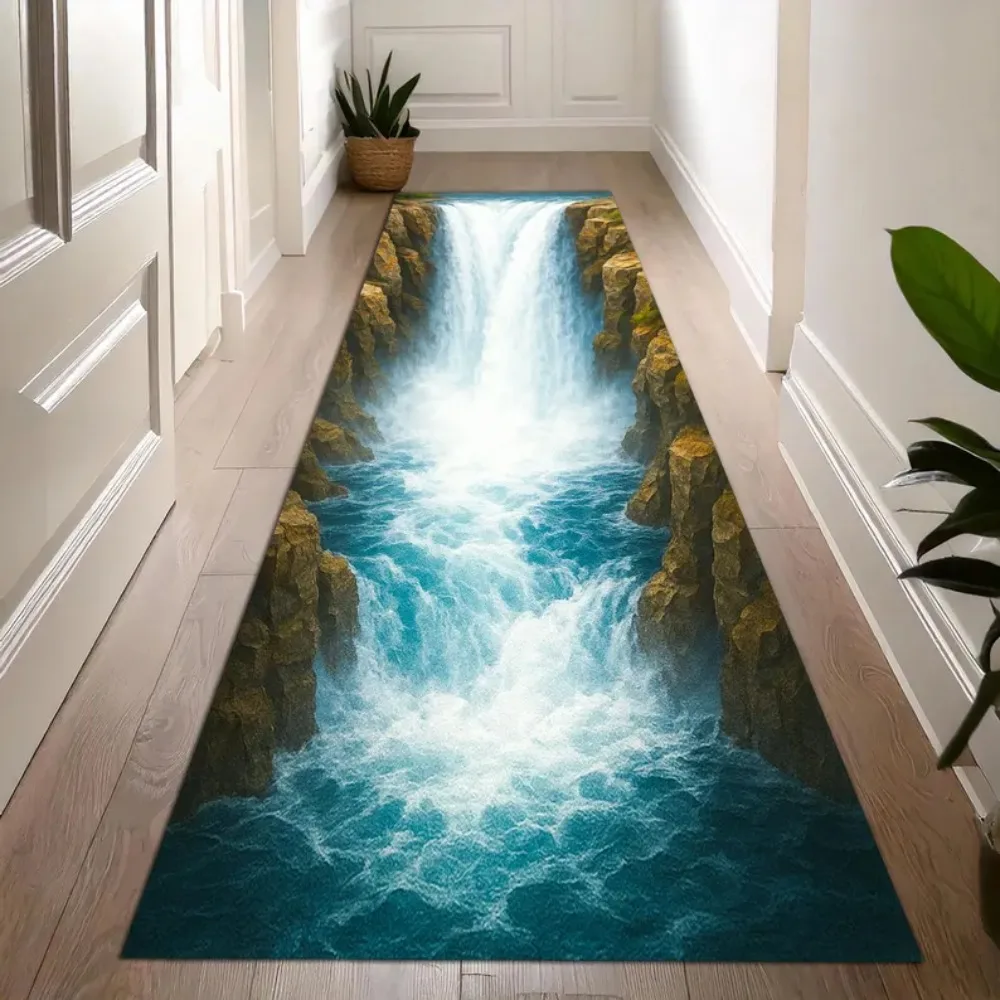 3D Wasserfall Canyon Teppich Matte Teppich realistische Natur Druck rutschfeste Bodenmatte für Wohnzimmer Schlafzimmer Flur Home Dekoration Image
