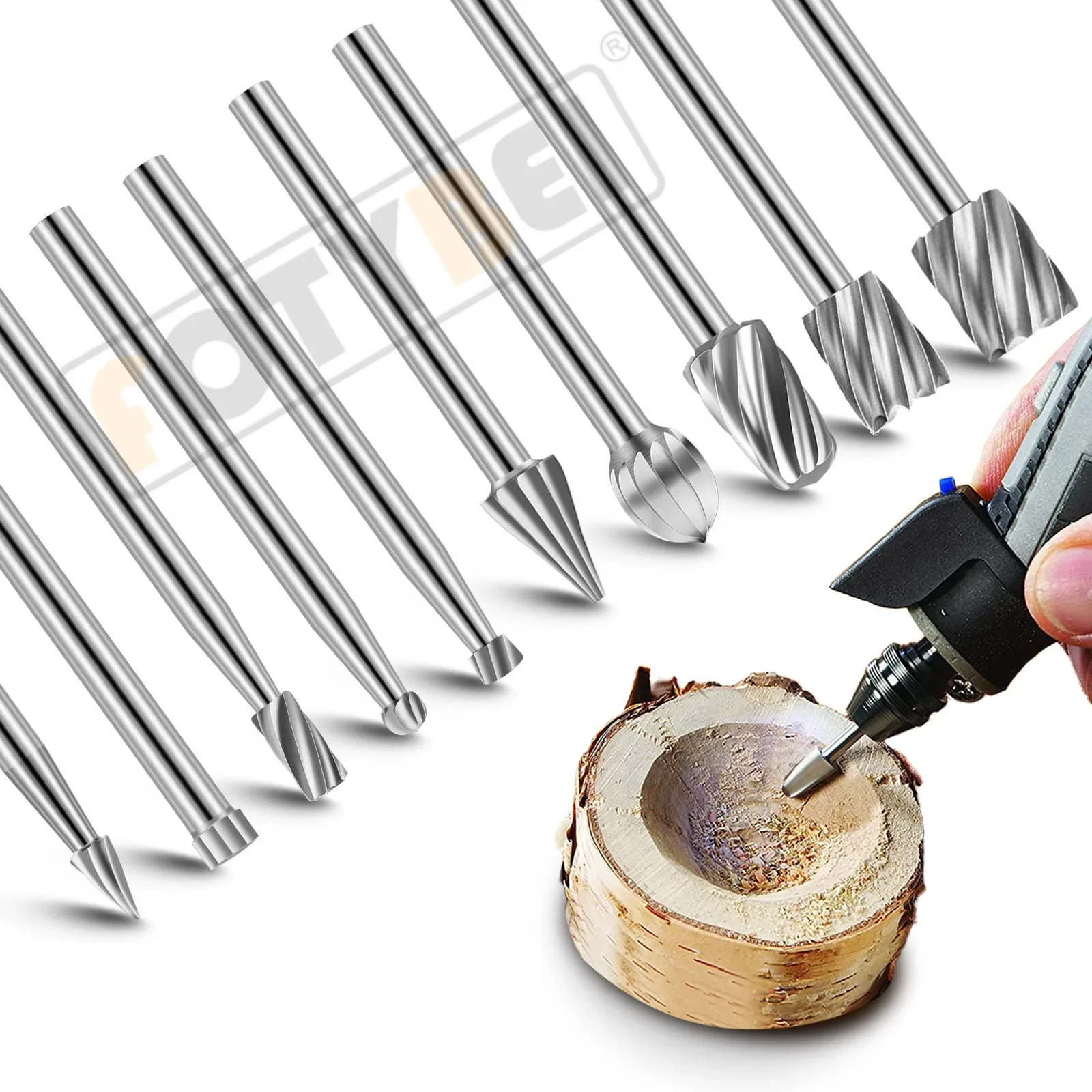 Set di lime rotanti da 10 pezzi Frese per metallo Lime rotanti in acciaio duro con coda di topo per la lavorazione del legno compatibili con gli strumenti per la lavorazione del legno