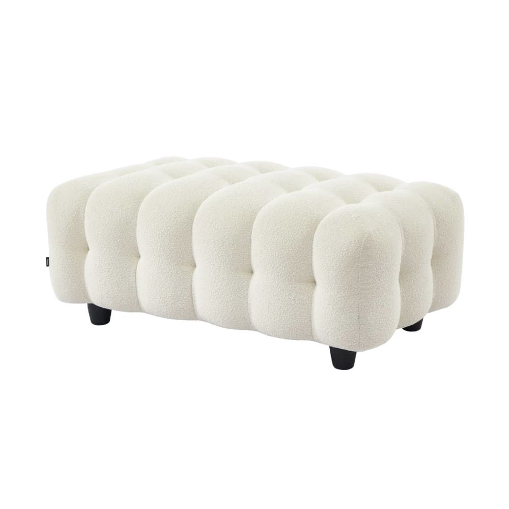 Pouf, repose-pieds pour canapé d'angle 3 places bouclette texturée