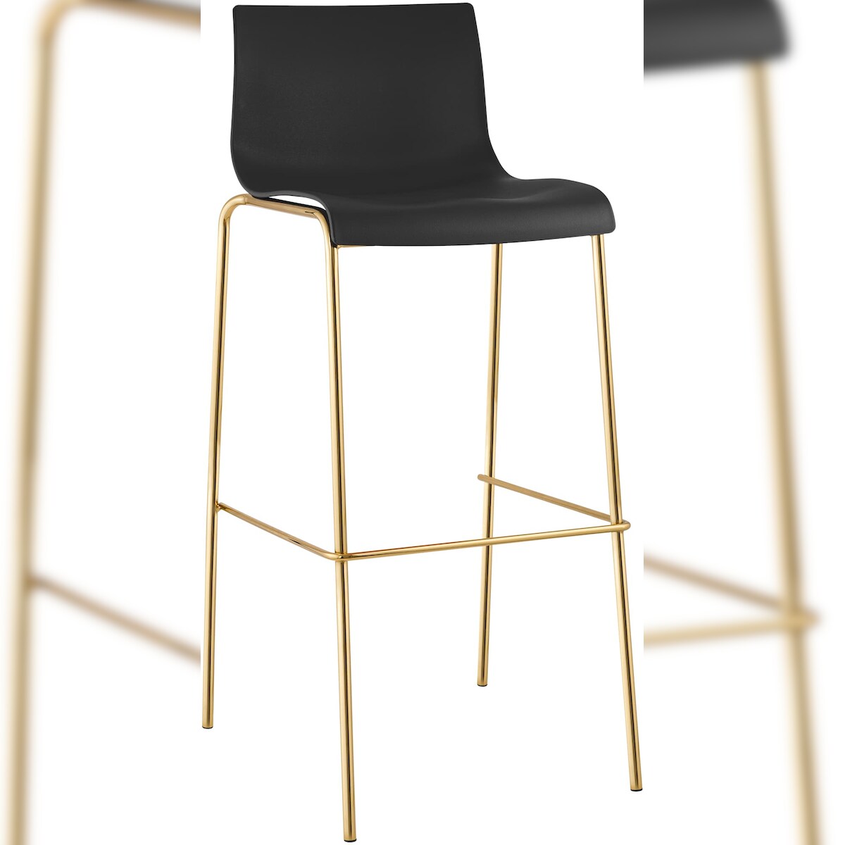CLP Barhocker Hover Kunststoff Vierfußgestell Gold schwarz Image