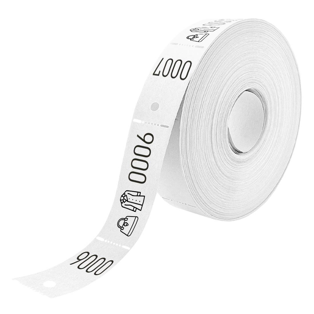 CombiCraft Garderobenummern auf Rolle Weiß mit Tasche-/Jacke Symbol - 500 Abrisse pro Rolle Image