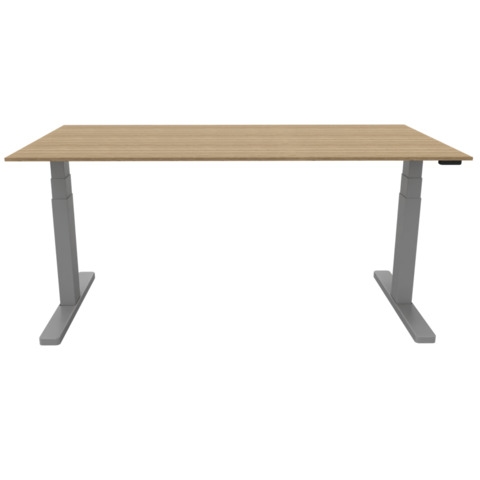 Schreibtisch elektrisch höhenverstellbar, 180x80cm, eiche/silber Image