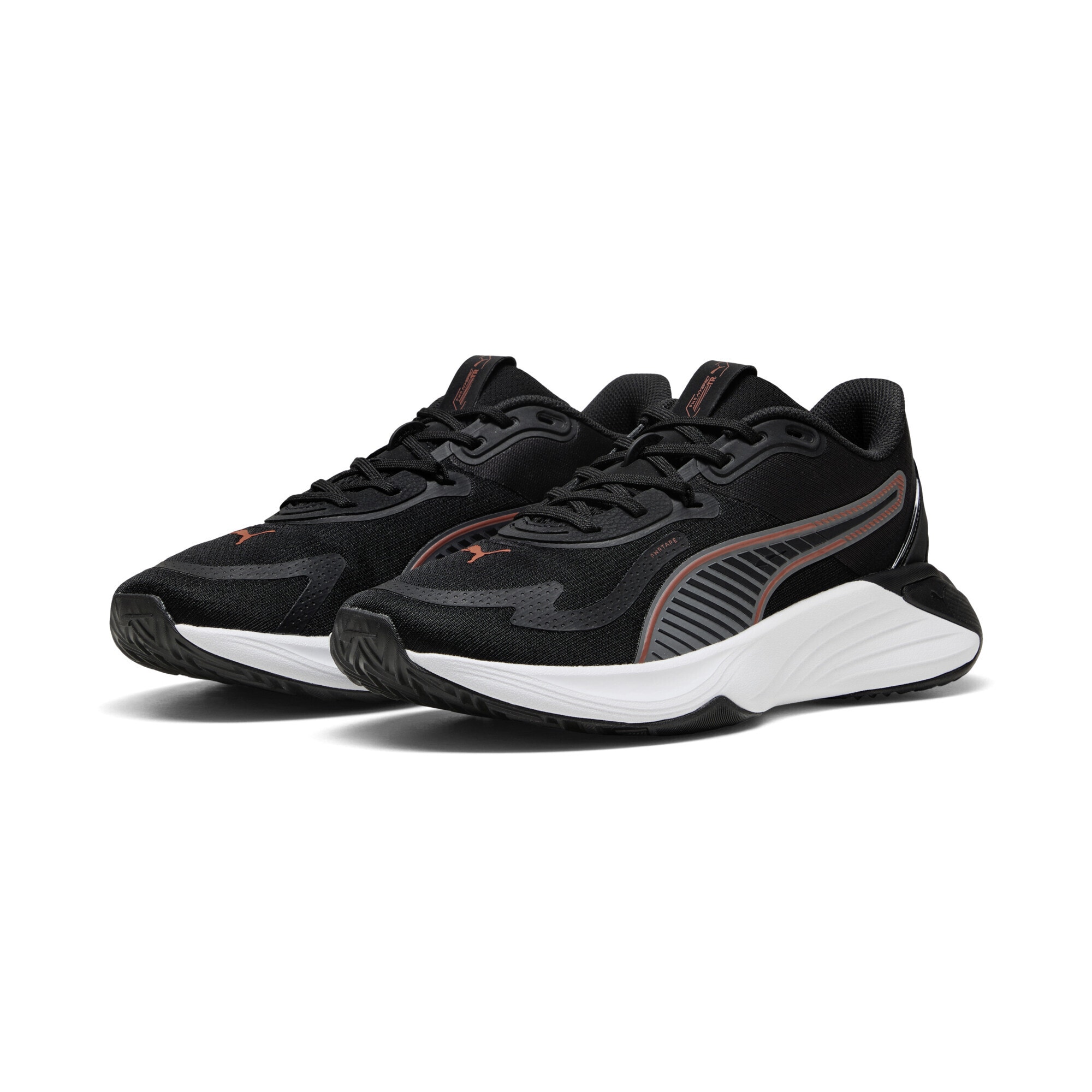 Trainingsschuh PUMA "PWR Hybrid Trainingsschuhe Erwachsene", Damen, Gr. 42.5, schwarz cool schwarz gray amarena orange, Obermaterial: Textil, Synthetik; Futter: Textil; Innensohle: Textil; Laufsohle: Gummi, Schuhe