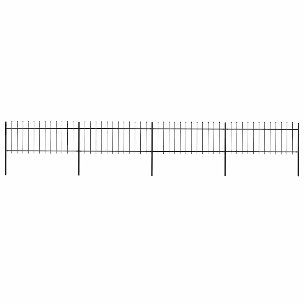 vidaXL Gartenzaun mit Speerspitze Stahl 714,5 x 80 cm Schwarz Image
