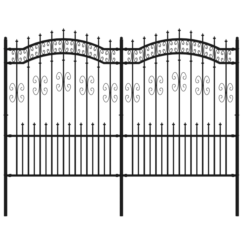 vidaXL Gartenzaun mit Speerspitze Schwarz 240 x 150 cm Pulverbeschichteter Stahl Image