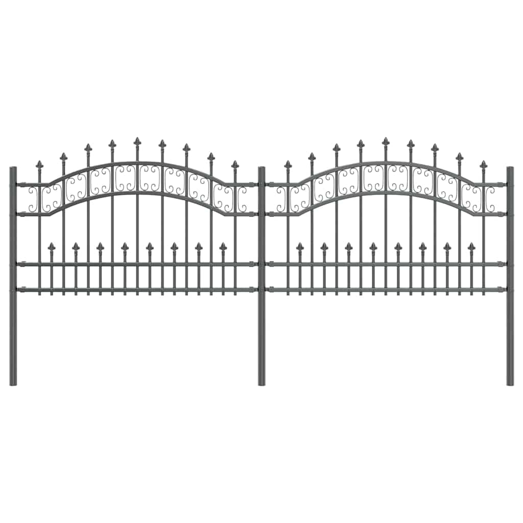 vidaXL Gartenzaun Grau 240 x 118 cm Pulverbeschichteter Stahl Image