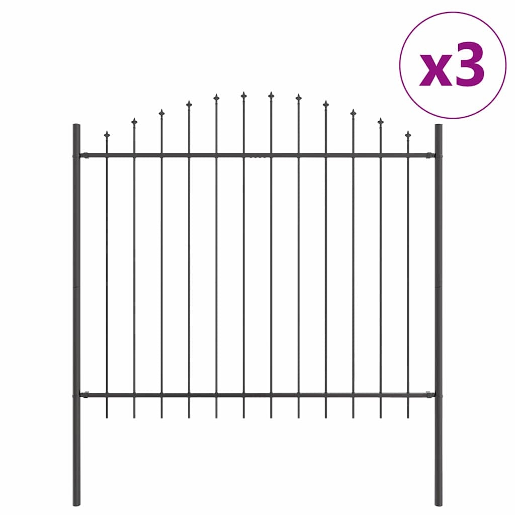 vidaXL Gartenzaun 3 pcs Grau 170 x 190 cm Pulverbeschichteter Stahl Image