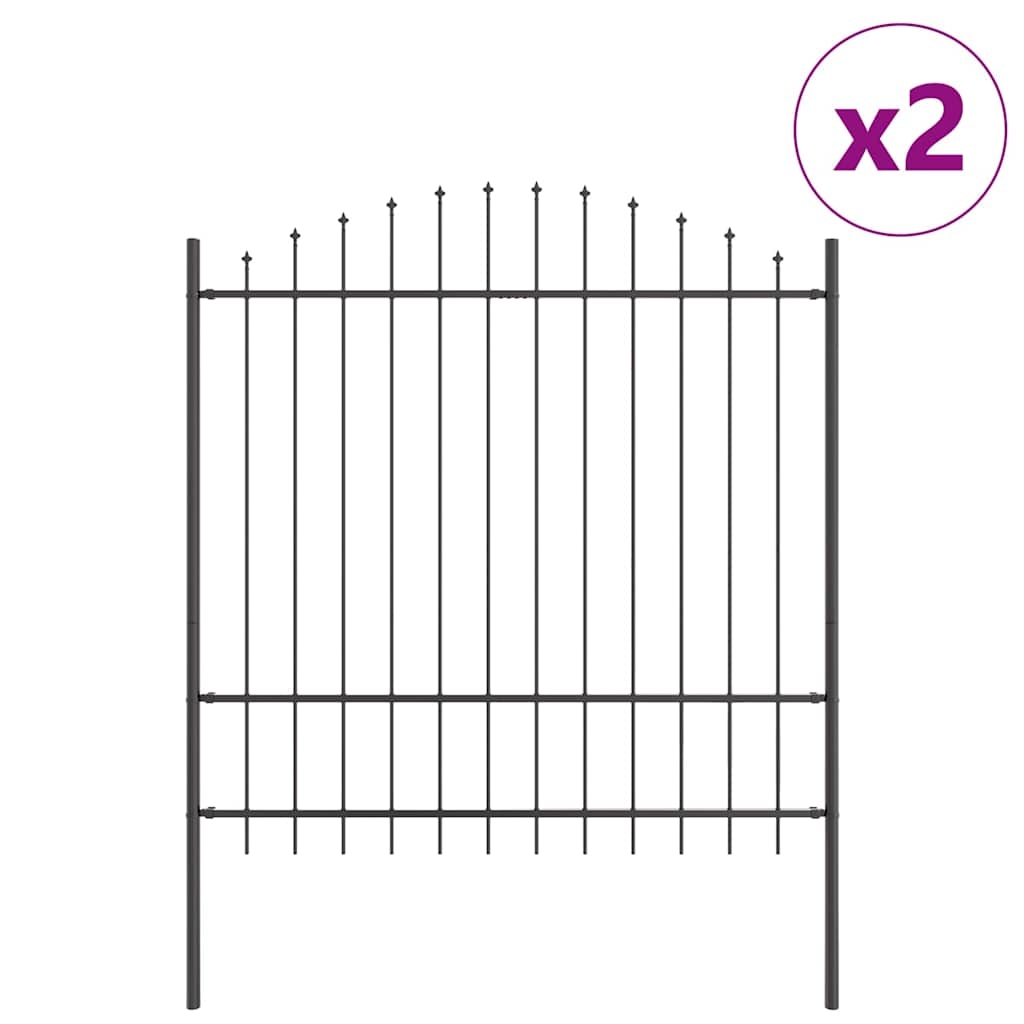 vidaXL Gartenzaun 2 pcs Grau 170 x 215 cm Pulverbeschichteter Stahl Image