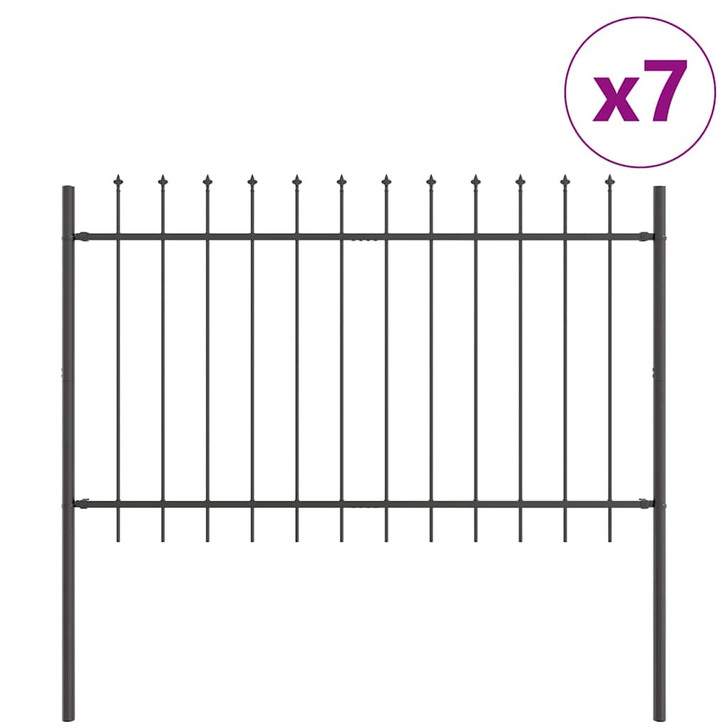 vidaXL Gartenzaun 7 pcs Grau 11,9 x 1 m Pulverbeschichteter Stahl Image