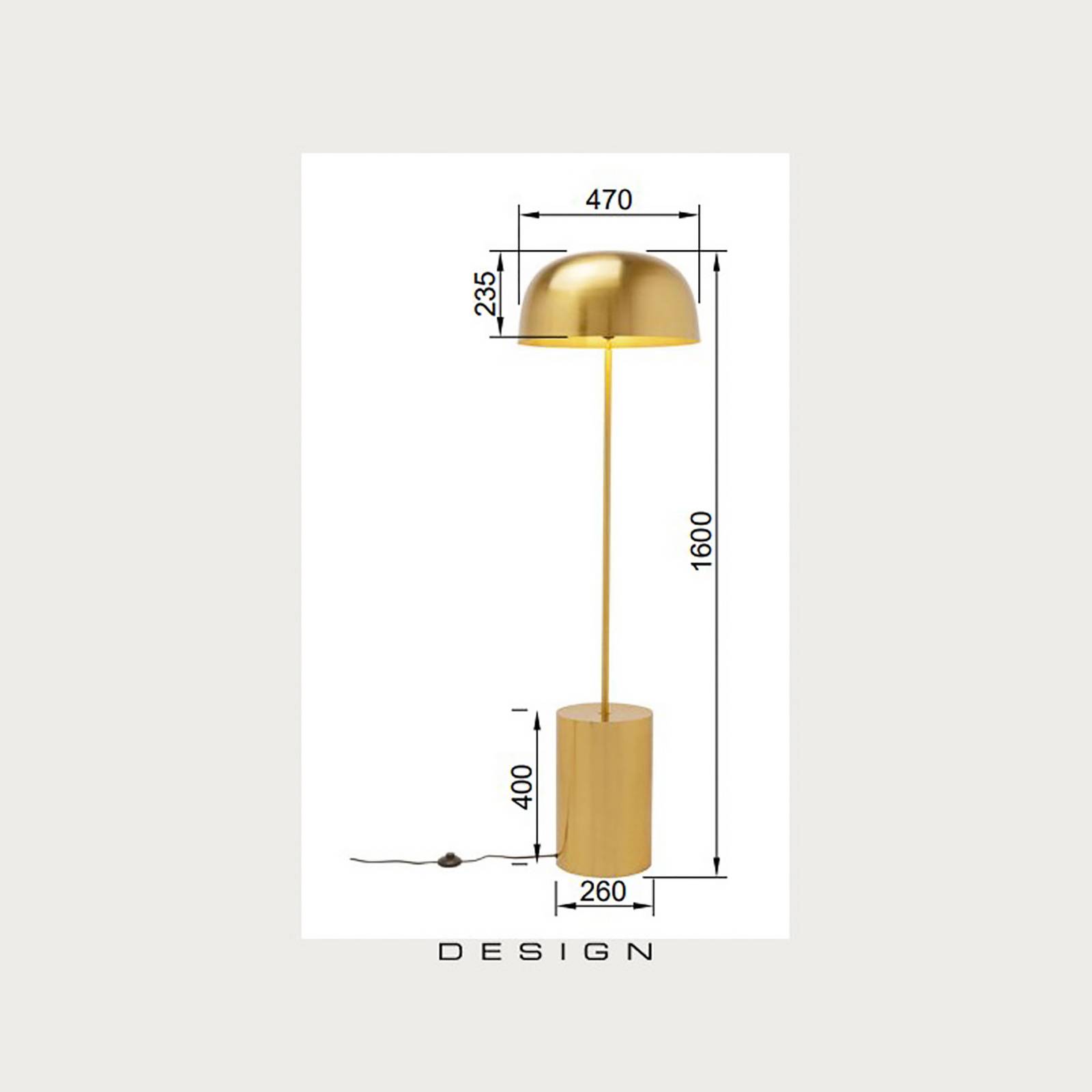 KARE Design Stehlampe Loungy, messing / gold, für Wohn- / Esszimmer, Metall, Design, Stehlampe