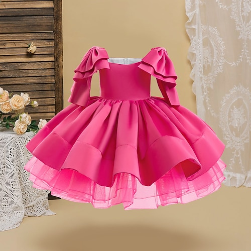Kinder Mädchen Partykleid Einfarbig Ärmellos Besonderer Anlass Geburtstag Niedlich Süß Polyester Midi Partykleid Sommer Frühling Kinder Rosa Rote Himmelblau Image