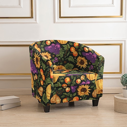 Sesselbezug aus gestreiftem Polyester mit geometrischem Pflanzenmuster, Stretch-Sesselschutz für Wohnzimmer und Zuhause Image