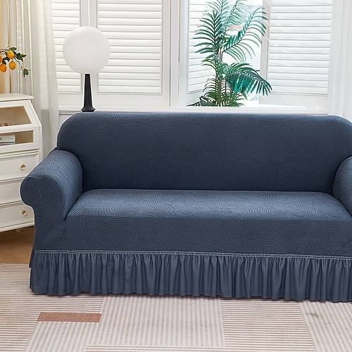 Elastischer Jacquard-Sofabezug im Rocksaum-Stil, dehnbar, für Ecksofas, L-förmige Sofas, Wohnzimmersofas, rutschfest, waschbar, staubdicht, für 1, 2, 3 oder 4 Sitze Image