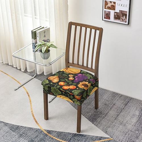 Esszimmerstuhl-Sitzbezug, Hocker-Sitzbezug, geometrisch bedruckter Polyester-Überzug, Stretch-Sitzschutz für Küche, Esszimmer, Zuhause Image