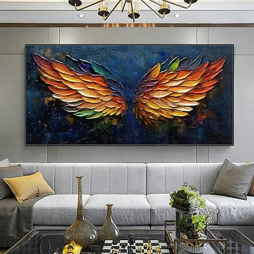 Mintura, handgefertigte abstrakte Flügel-Ölgemälde auf Leinwand, moderne Wanddekoration, strukturierte Bilder für die Heimdekoration, gerollt, rahmenlos, ungespannt Image