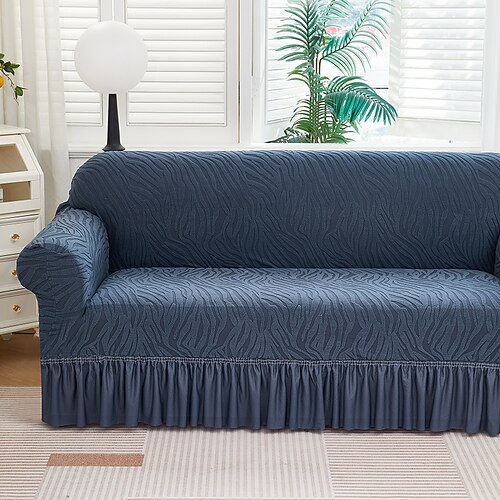 Elastischer Jacquard-Sofabezug im Rocksaum-Stil, dehnbar, für Ecksofas, L-förmige Sofas, Wohnzimmersofas, rutschfest, waschbar, staubdicht, für 1, 2, 3 oder 4 Sitze Image