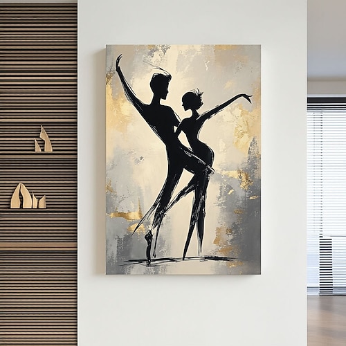 Ölgemälde, handgemaltes Wandbild, Tango-Tanzpaar, Boho-Stil, sanfte Malerei, minimalistischer Pinselstrich, Salsa-Tanzgeschenk für Tänzer, Tanzliebhaber Image