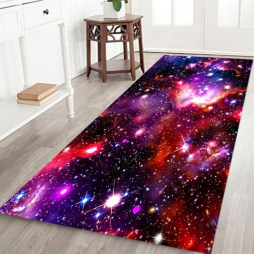 Flurläufer mit Sternenhimmel-Muster, Flanellstoff, bedruckt, rutschfest, weich, für Eingangsbereich und Badezimmer Image