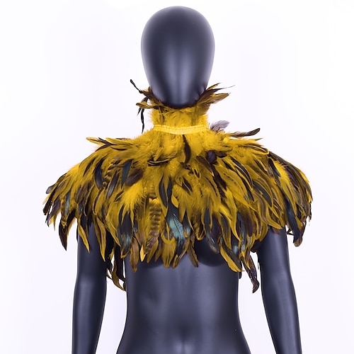 Karneval 2026 Rio Karneval Samba Zubehör Damen schwarzer Federumhang mit hohem Kragen Brasilien Festival Kostüm Image